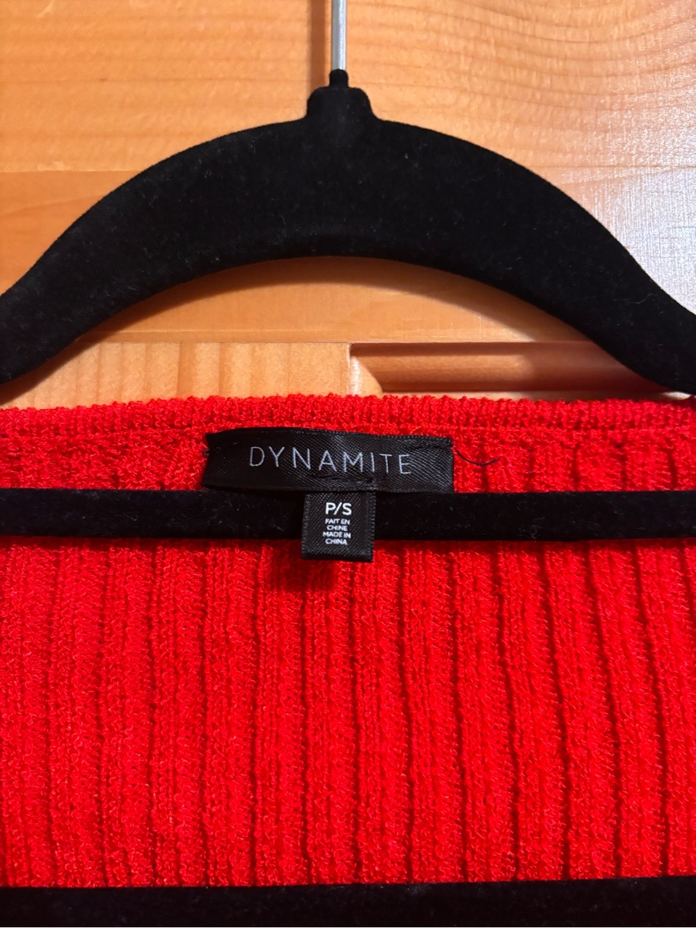 Dynamite Bright Red Ribbed V-Neck Button Cardigan - Picture 3 of 3